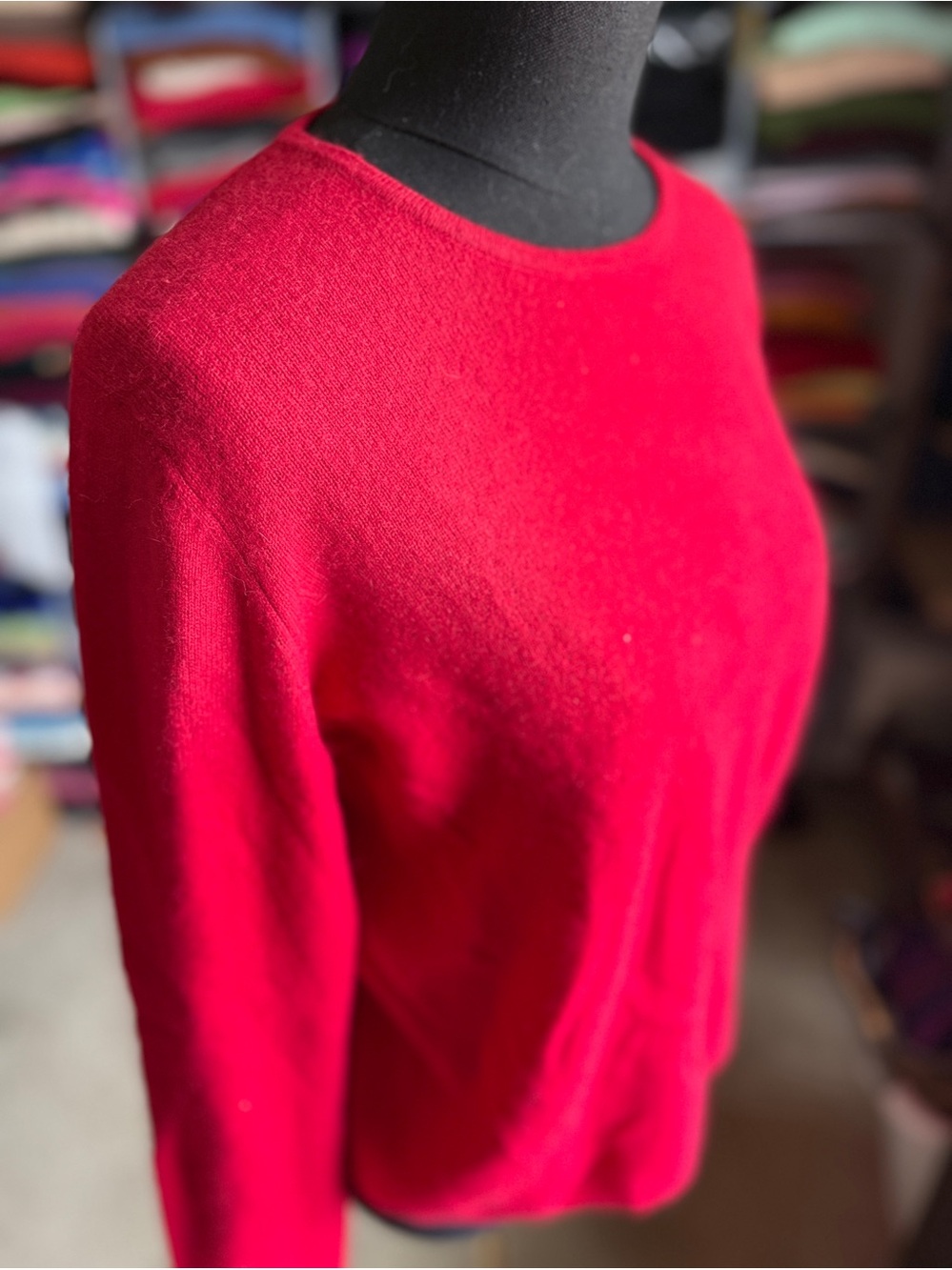 Valerie Stevens Red Crewneck Cashmere Sweater